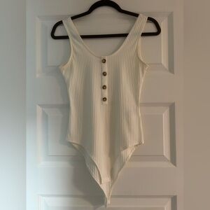 H&M Cream Ribbed Kids Bodysuit